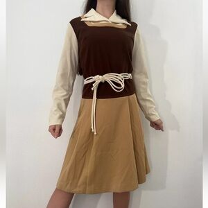 Vintage 1960s Shifts International of Miami Fall Poly Dress sz Med/Large Preppy